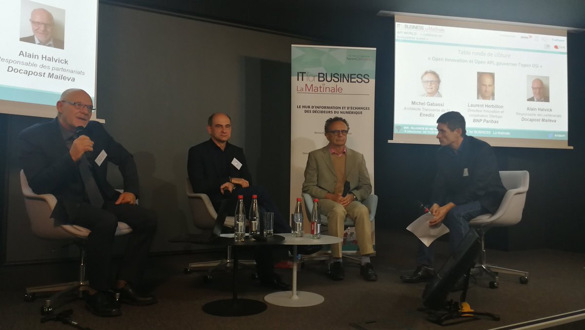 ocoredo's tweet photo. #IT4BAPI @HalvickAlain @laurentPguy @michel_gabassi sur les sujets Innovation, Open APIs... https://t.co/zRyXP7wE6x