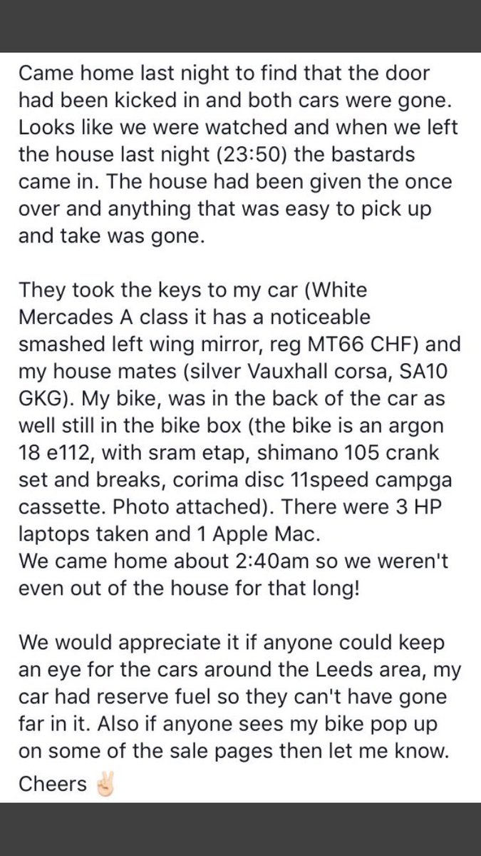 j0m3sf1's tweet photo. Got broken into last night, please RT https://t.co/xCjWuCB4Qu
