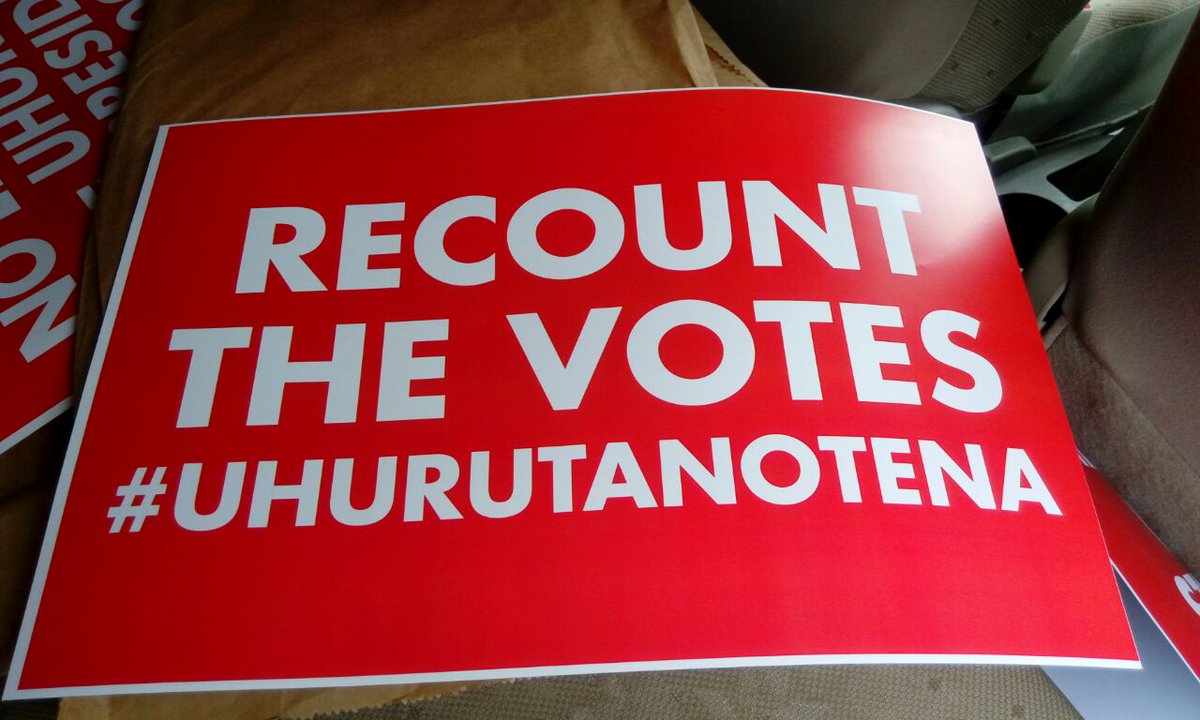 JubileePartyK's tweet photo. Let us recount all the votes and prove that @UKenyatta won this elections. #JubileeDemos https://t.co/CWOlWwlHhz
