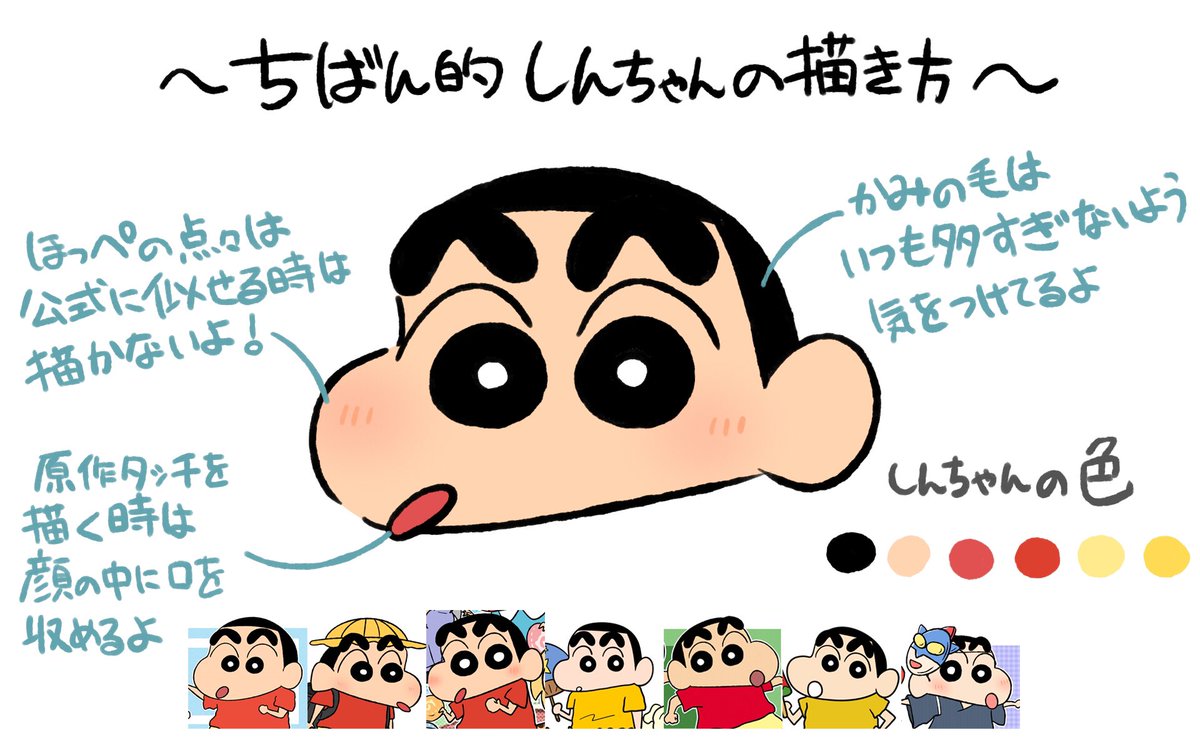 やさいさんに便乗してしんちゃんを描く時に気にしている事をまとめました！

#クレヨンしんちゃん 