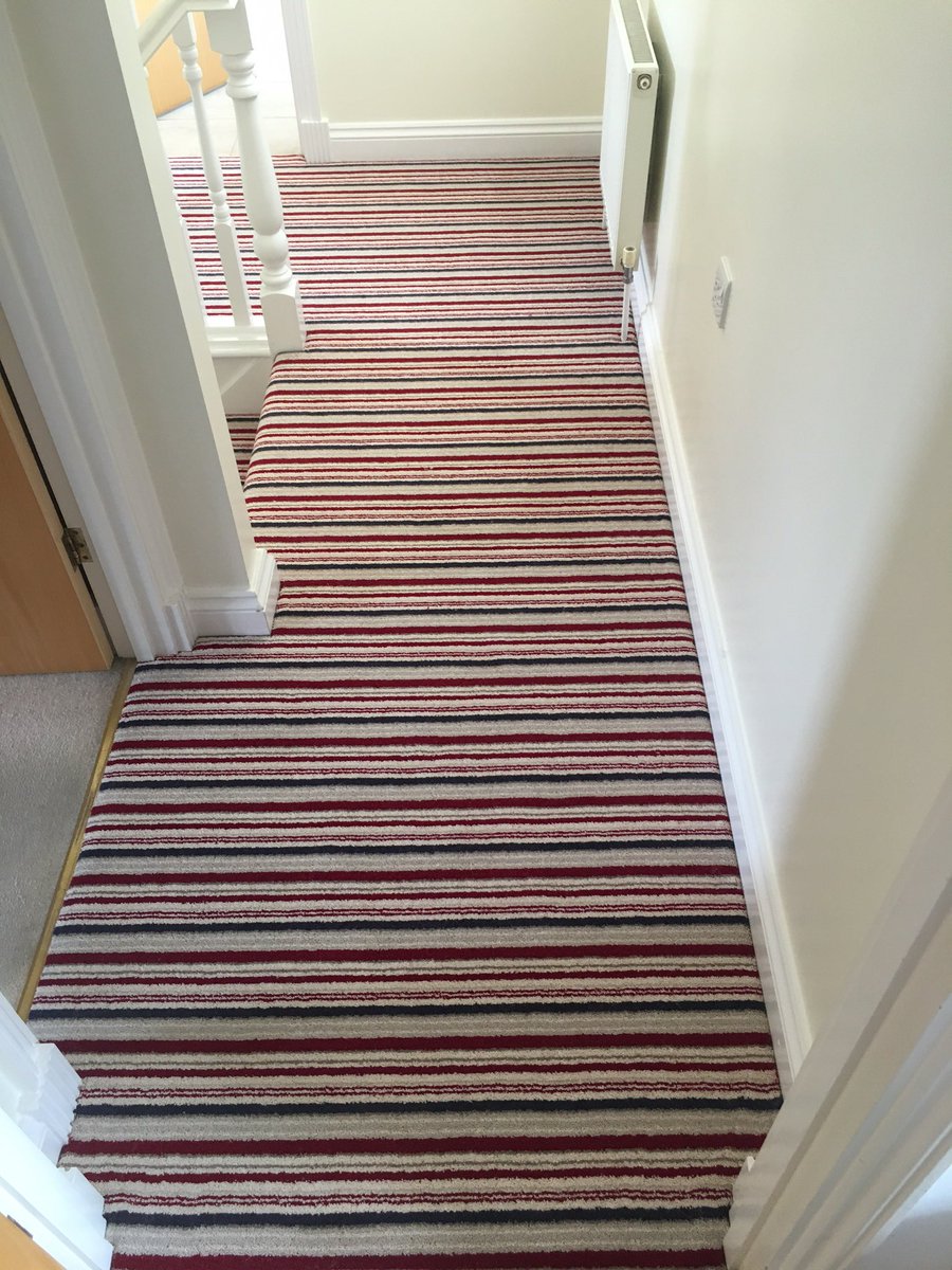CarpetComfort's tweet photo. We think this Brockway Carpet -  Solar Stripe in Trafalgar Stripe looks fantastic on this stairs and landing @brockwaycarpets https://t.co/lLwk40Q4hz