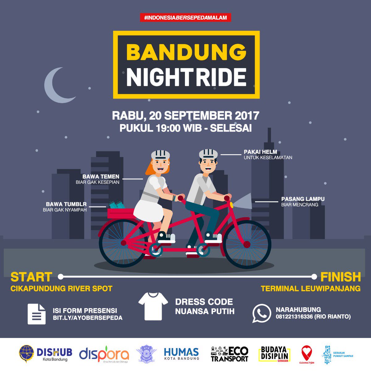 BudayaDisiplin's tweet photo. Sudah siap untuk #BelajarBersama lagi tertib lalu lintas, berhenti saat lampu merah & berbagi jalan
#BandungNightRide
#PakeHelm
#PasangLampu https://t.co/M0ZQK5GaWG