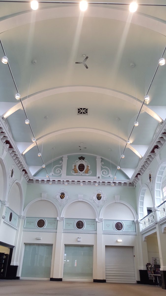PELelec's tweet photo. What a difference a week makes! LED lighting upgrade recently completed at Eccles Library @urbanvision_uk https://t.co/kbzJfeXta1