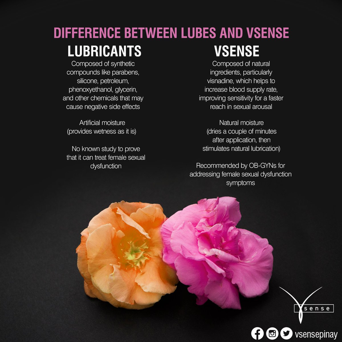 VSensePinay's tweet photo. Know the difference, know the best choice! 🌹

#TurnLifeOn #VsenseIntimateGel #VsensePinay https://t.co/w84jEajL3v