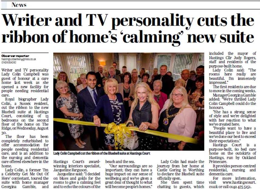 "The rooms here are beautiful" said <a href="/LadyColinCampb/">Lady C</a> who opened our newly refurbed Bluebell suite. See them for yourself, call us now