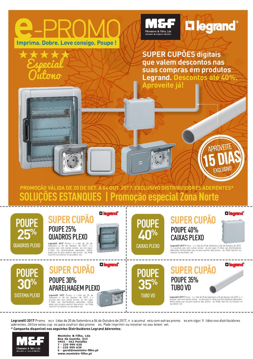 monteiroefilho's tweet photo. Campanha Legrand - Estanques - Descontos até 40%
Válida de 20 de Setembro a 04 de Outubro de 2017
#Monteiroefilho #Legrand #Promoçãoespecial https://t.co/mInsSYh1mL