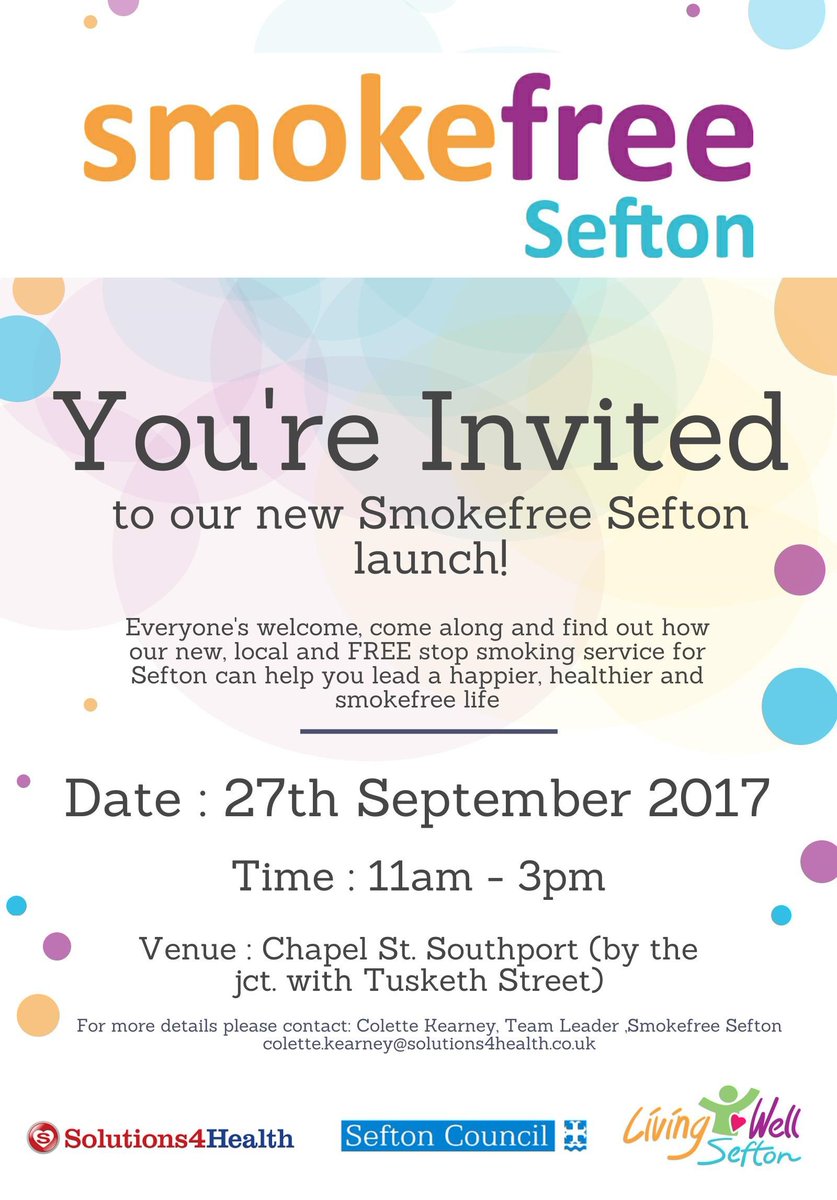 HWSFindServices's tweet photo. Smoke free events in Sefton this September @seftoncouncil @LWSefton Are you a #smoker, or do you know one who could benefit? https://t.co/TYnyup9ZZR