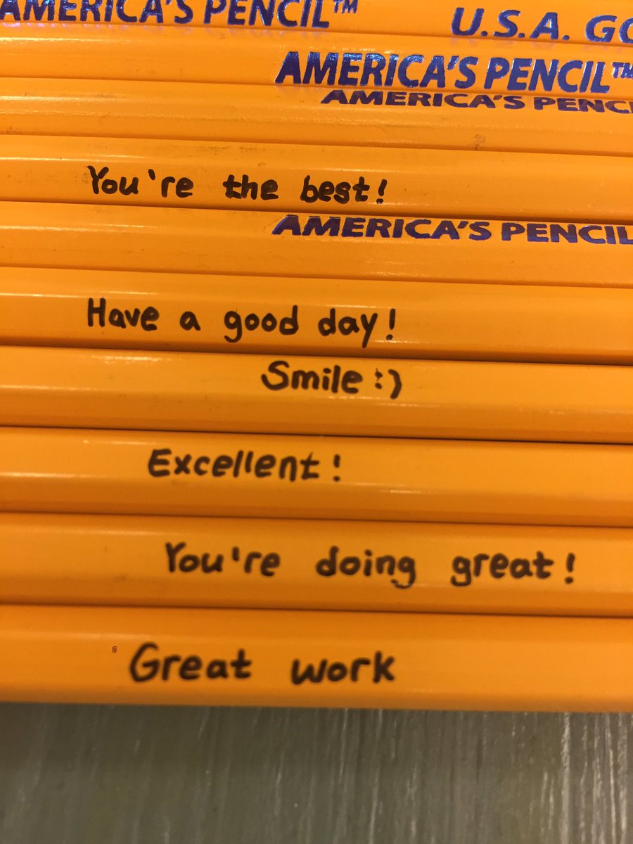 jackson_echs's tweet photo. Key club encouraging pencils.  They wrote positive messages for students https://t.co/p9tJTd6rNu