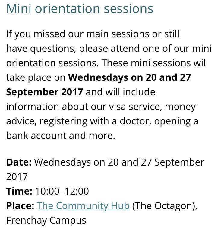 If you missed our main <a href="/UWEBristol/">UWE Bristol</a> sessions or still have questions, please attend one of our mini orientation sessions.
20 and 27 September