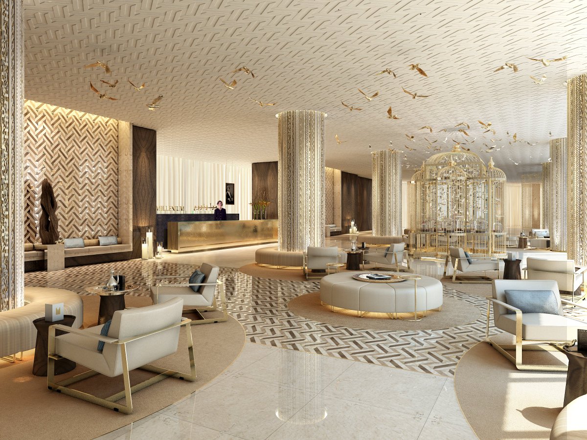 GAJArchitects's tweet photo. Modern interior detailing coupled with Omani elements makes this Millennium Hotel in Muscat very special. https://t.co/CMzCNdbgfX