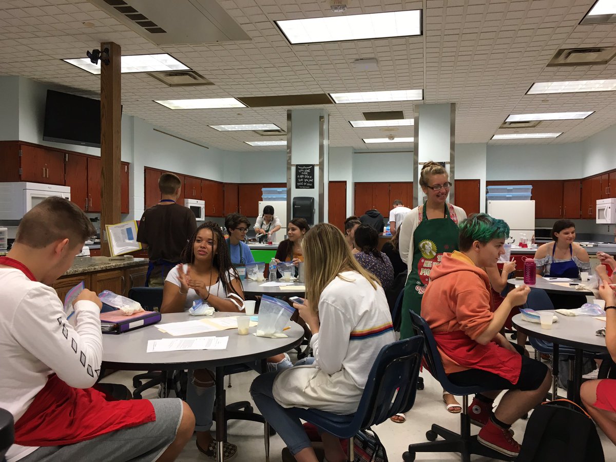 Korcinsky's tweet photo. @SenecaValleySHS Food Sci/Nutrition class hypothesizing using homemade vs. store bought ice cream.  Ms. Smietana promoting inquiry in FACS https://t.co/gB7sSAUL7O