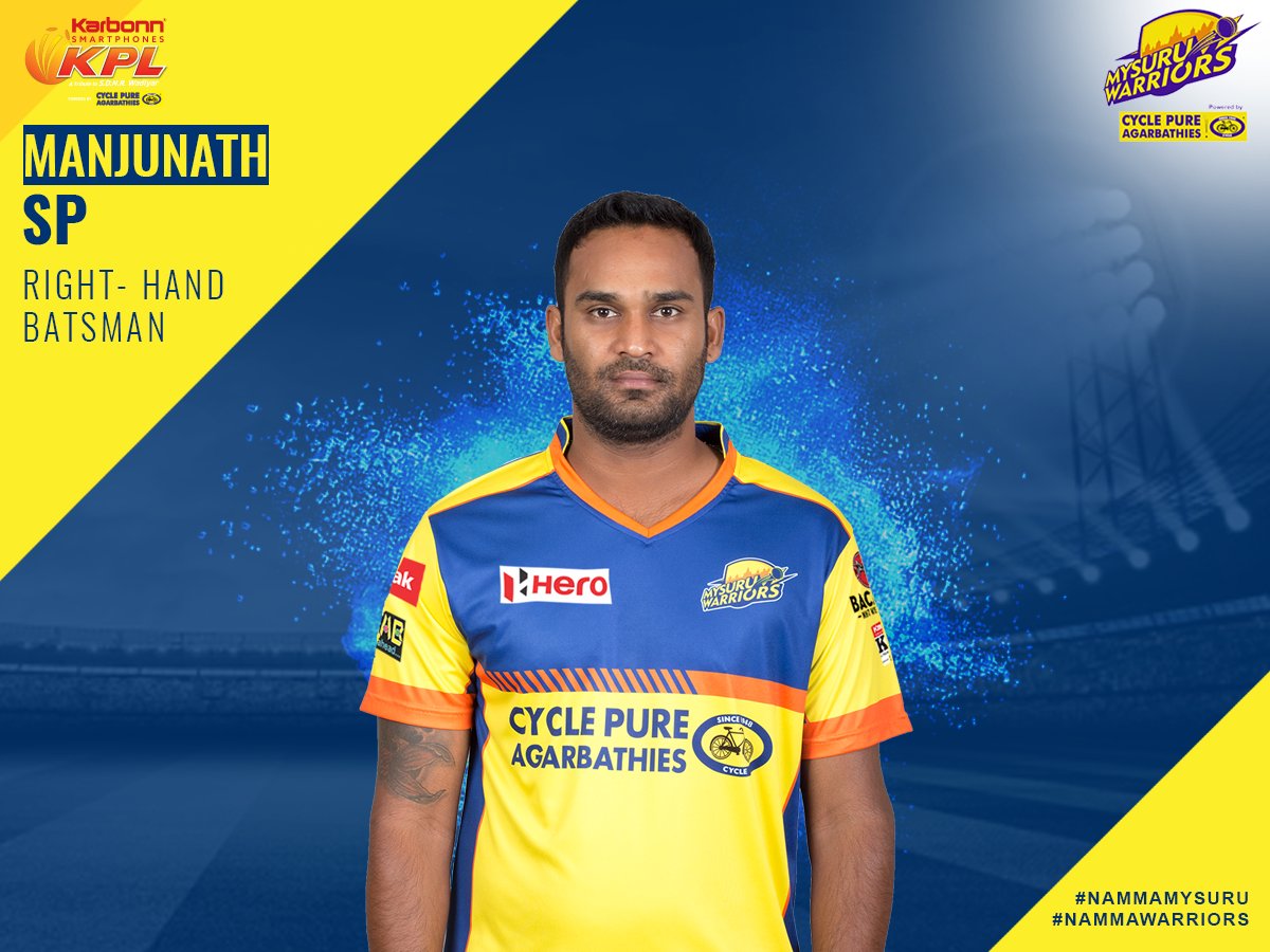 mysore_warriors's tweet photo. #Manjunath is the new batsman for the #Warriors. #GoWarriors #NammaMysuru #NammaWarriors #MWvsBT @KPLKSCA https://t.co/uUqxZCxjRT