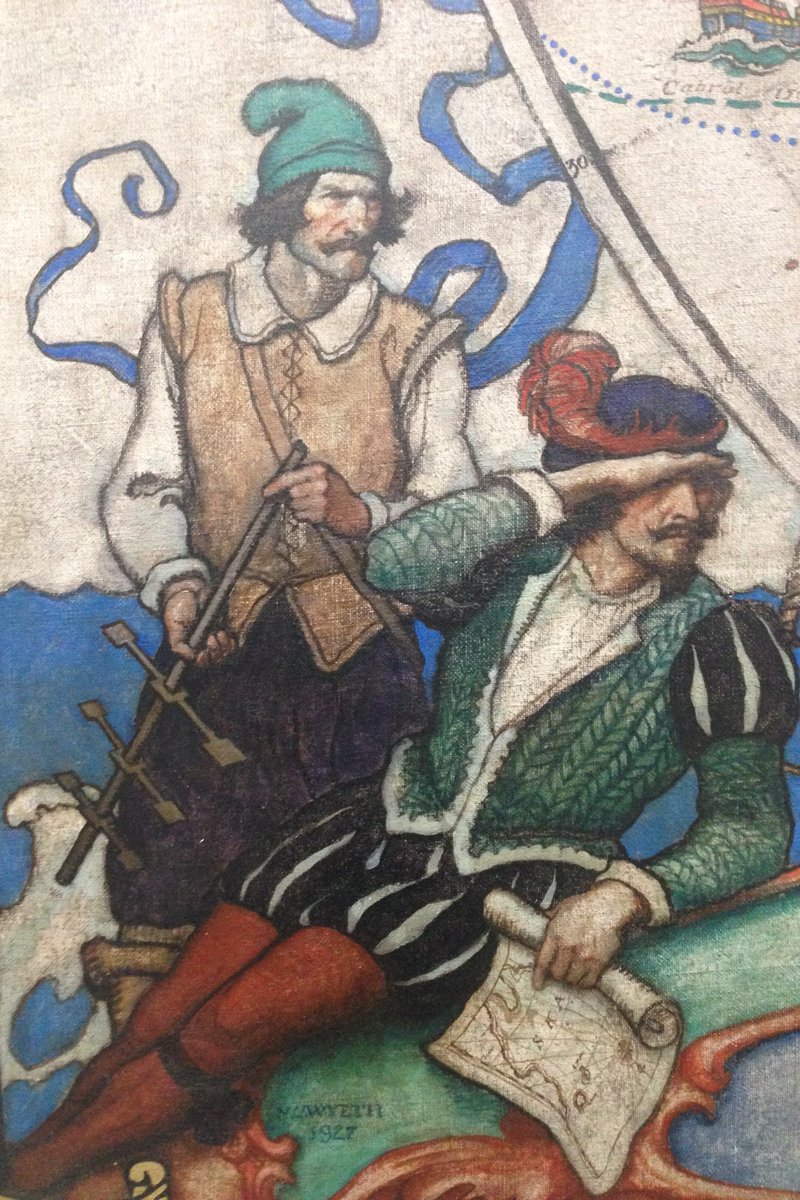 NatGeoLibrary's tweet photo. Arrrgh! Happy #TalkLikeAPirateDay! These two were painted by #NCWyeth and can be found in @NatGeo's historic #HubbardHall. https://t.co/5TRh7bmiQa