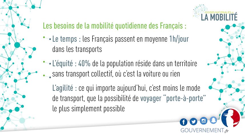 Les trois besoins auxquels je veux que l’on s’intéresse aujourd’hui sont ceux de la mobilité quotidienne des Français. #AssisesMobilité