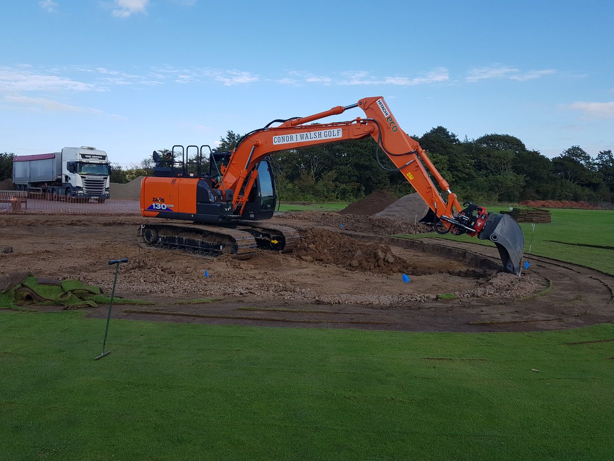 CaldyGolfClub's tweet photo. Putting green base almost there & old putting surface stripped tasty for me chipping green base to be shaped tomorrow #rainapproaching https://t.co/fngne6SCSu