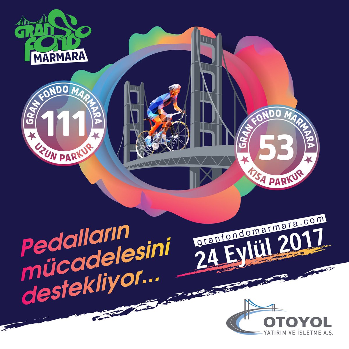 Otoyol Yatırım ve İşletme A.Ş. pedalların mücadelesini destekliyor.
#granfondomarmara #marmara  #78event #argeustravel