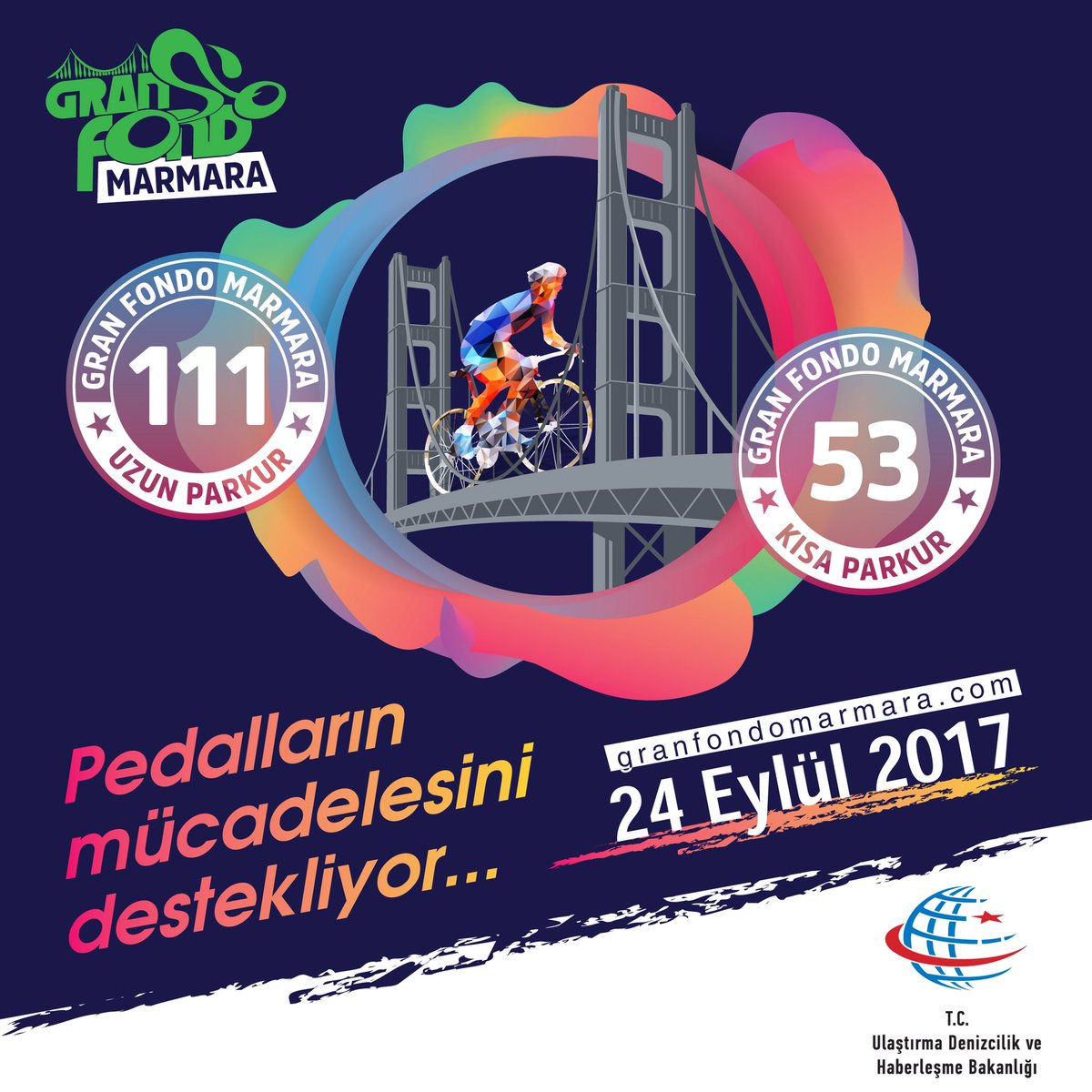 Ulaştırma Denizcilik ve Haberleşme Bakanlığı pedalların mücadelesini destekliyor.
#granfondomarmara #marmara #cycling #bisiklet