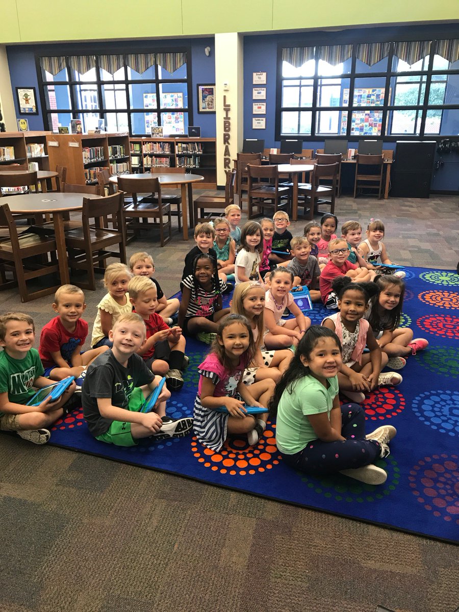 Kindergarten played a Kahoot game using the iPads today to review library procedures.   #nisdgranger