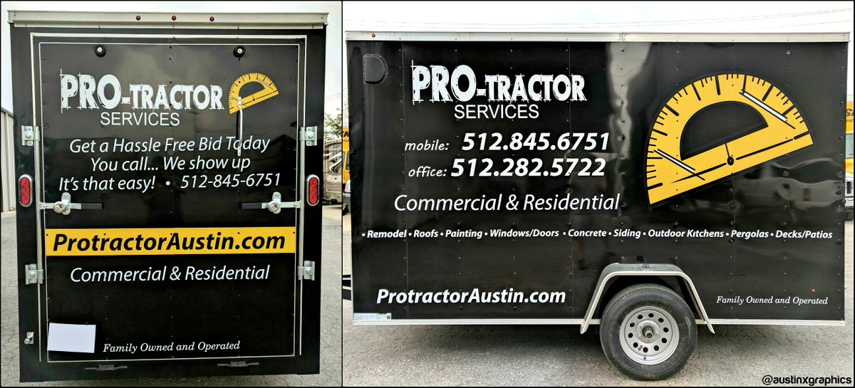 AustinXGraphics's tweet photo. Another look at the eye-catching decals we installed on this trailer. 
#austinxgraphics #decals #graphics #protractor #branding https://t.co/QZo0KUII2A