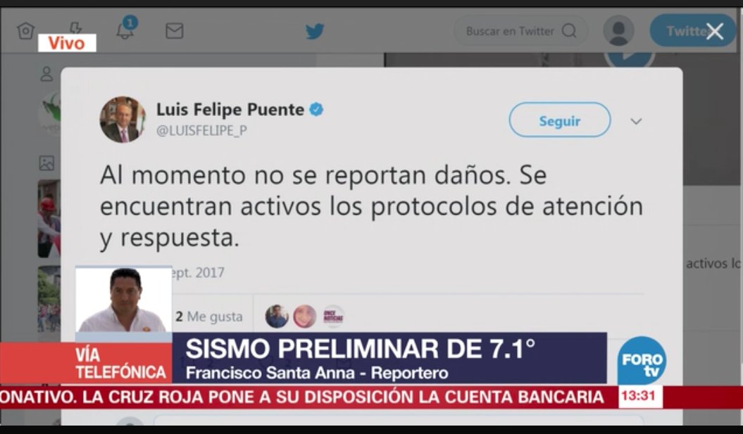 Canal12Dgo's tweet photo. #AlMomento no te pierdas la transmisión que Foro TV está realizando a través de la señal de Canal 12.1 sobre el sismo en ciudad de México. https://t.co/CbSTCrExQA