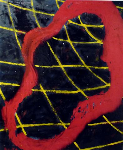 unkleart's tweet photo. Red Escape by #Jackwinn; oil, acrylic, automotive paint on canvas 72 X 60; available on the 3rd floor of Design House London, 186 York St https://t.co/SQJehl0NuD