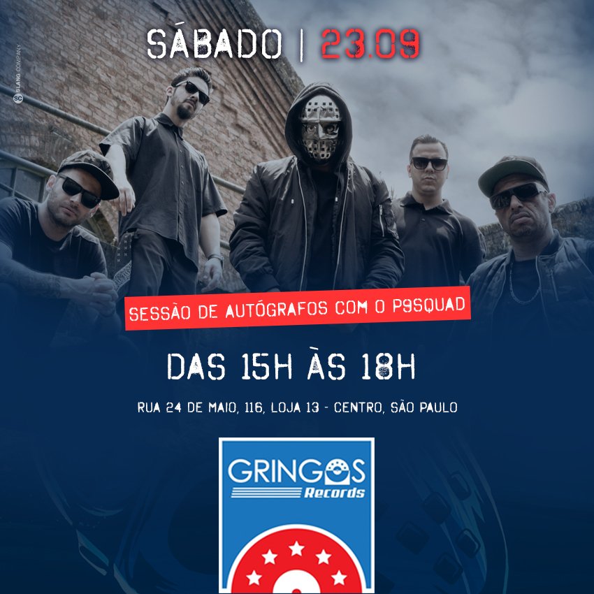 BandaPavilhao9's tweet photo. Sábado (23), às 15h, sessão de autógrafos do Pavilhão 9 na @GringosRecords, em São Paulo. Cola lá! #ADD #P9Devolta https://t.co/UFLuI4mUEK