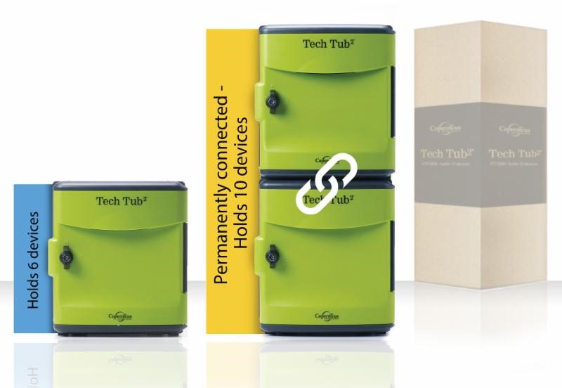 AdvEducation's tweet photo. NEW @Copernicused -The FTT1000 #TechTub2 consists of two tubs permanently connected to make a single unit for 10 iPads, Chromebooks, tablets https://t.co/rIwmnE9m75