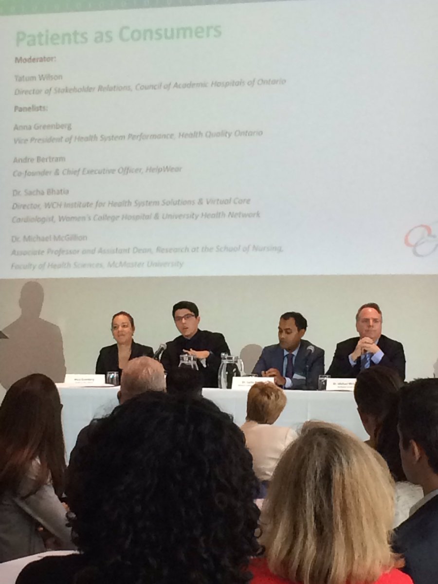 OntarioCofC's tweet photo. Hearing from Andrรฉ Bertram, Co-Founder and CEO, @HelpWear_Tech in the patients as consumers panel. #DigiHealthON https://t.co/Stc0030NDu