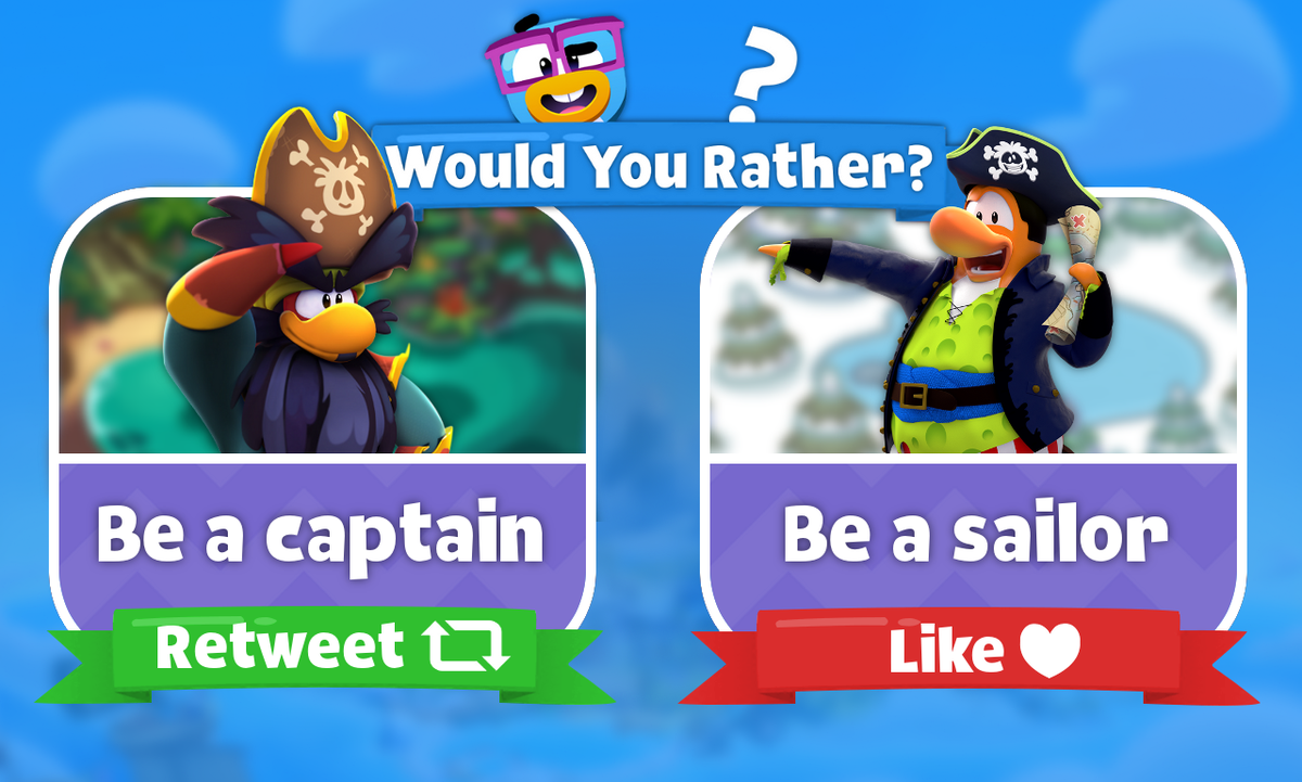 WYRCPI's tweet photo. Would You Rather? #5

Retweet if you wanna be a captain

Like if you wanna be a sailor https://t.co/Jj78ctGIfa