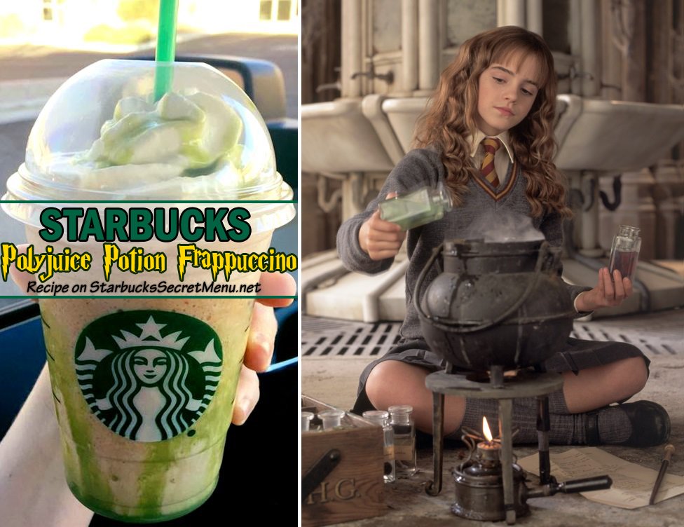 StarbucksMenu's tweet image. Stop into #Starbucks and grab a Polyjuice Potion Frappuccino! Recipe: starbuckssecretmenu.net/polyjuice-poti… #PolyjuicePotionFrappuccino