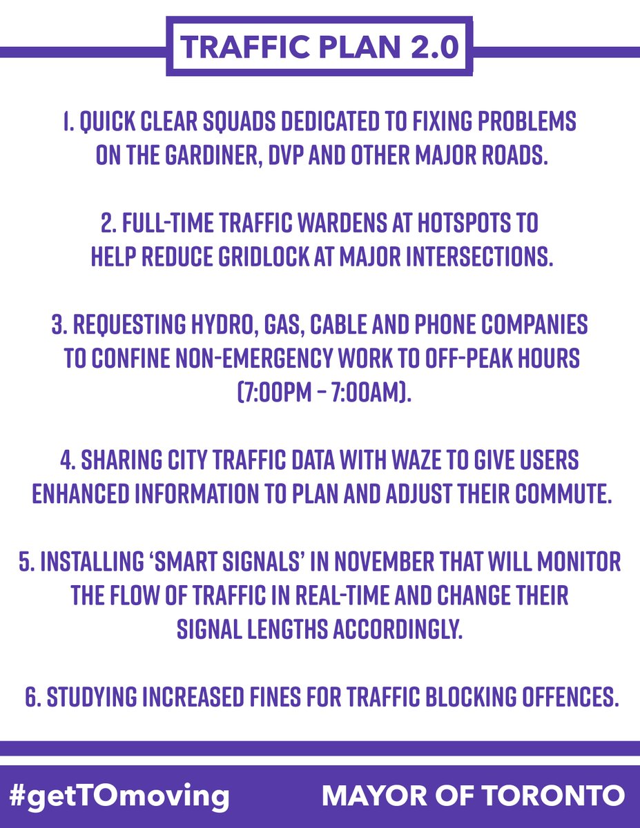 JohnTory's tweet photo. Yesterday I announced 6 steps we're taking to relieve congestion on our roads to #getTOmoving. https://t.co/up6TwpfL74