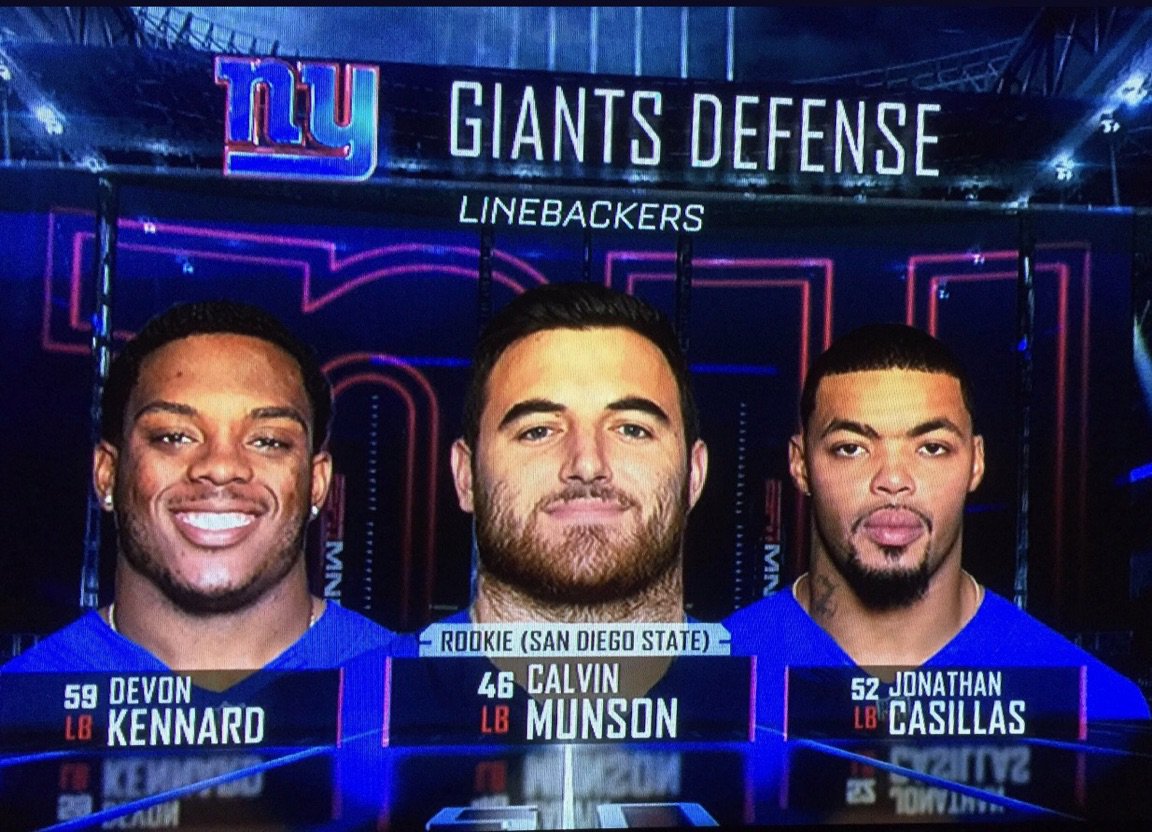 thompsonsctg's tweet photo. Congrats to my #Sleeper #CalvinMunson 1st career start #NYGiants46 #ThompsonCollegeScouting #TeamMunson #DB~LBTECHnique https://t.co/8nv16WPy7I