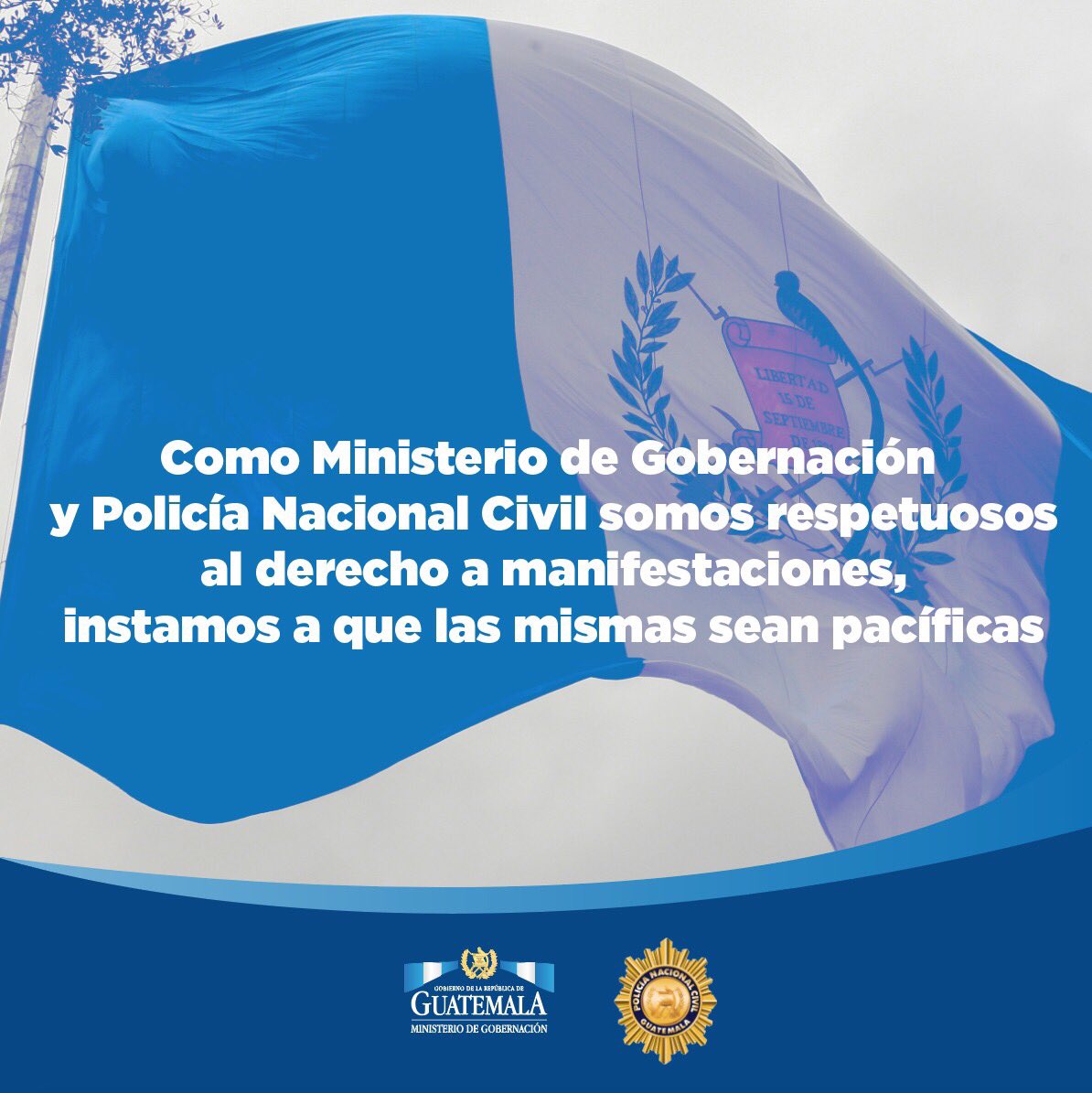 mingobguate's tweet photo. Respetuosos al derecho a manifestar, instamos a que las mismas sean #ManifestacionesPacíficas https://t.co/vmNPLHxBPi