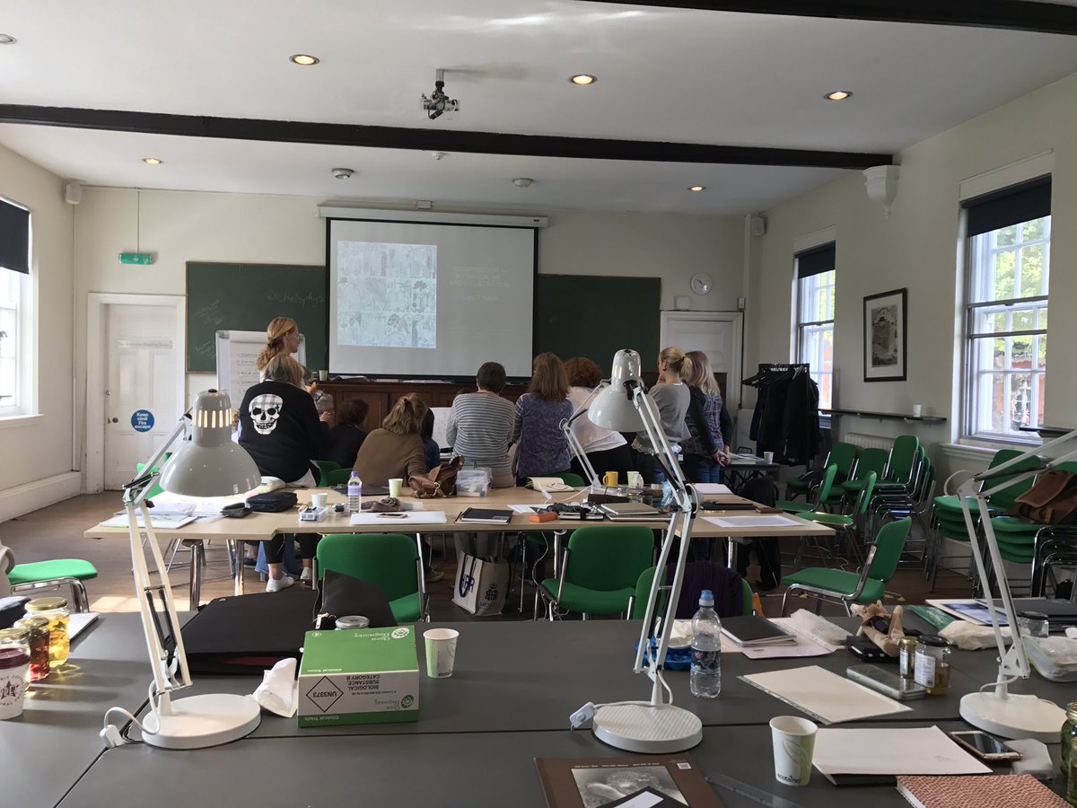 paintwithCSBA's tweet photo. First day of last term for 2017 diploma students ... very buzzy vibe over summer sketchbooks, pickled and pressed specimens https://t.co/cJ7d5GW6NF