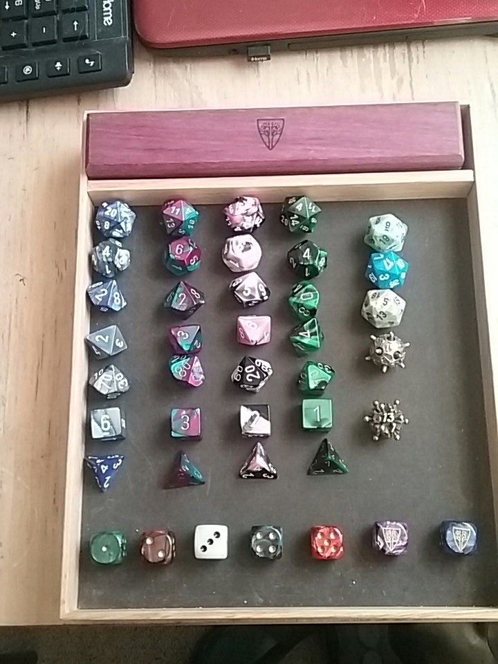 lm_wingert's tweet photo. The collection so far. And I've given away 2 full sets #dnd5e #Criticalrole #CritterIssues https://t.co/UQAM9k6p86