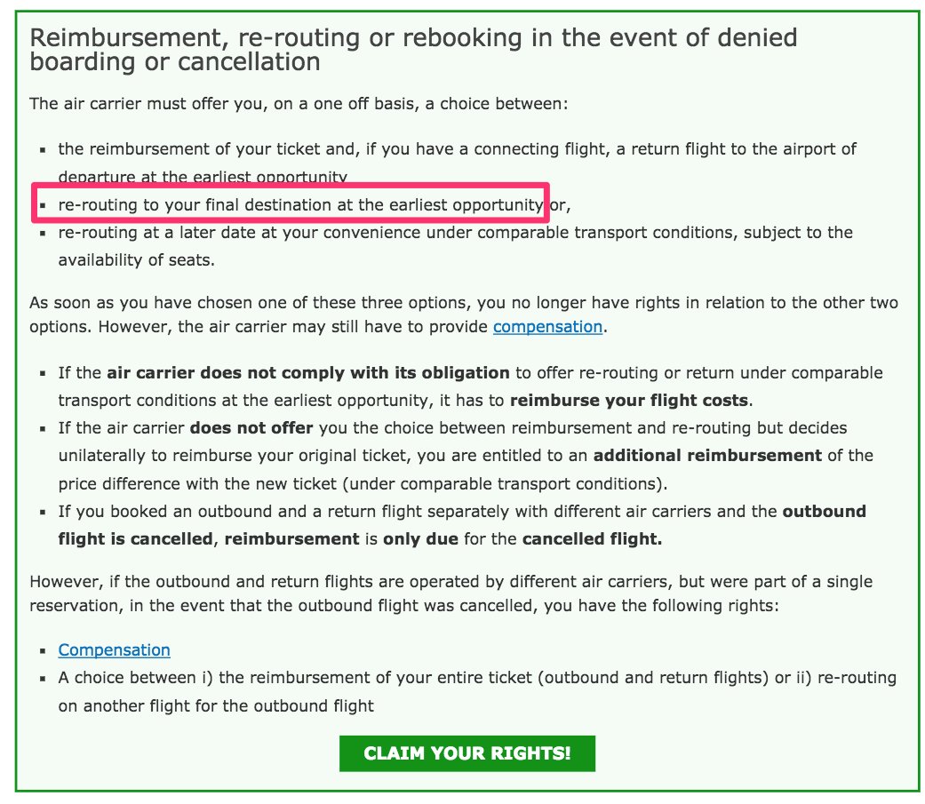lilliegrace's tweet photo. @Ryanair @Alitalia What if the earliest opportunity is with a different airline? Why is this cost not covered @Ryanair? @EU_Commission https://t.co/HqtUaWE04c