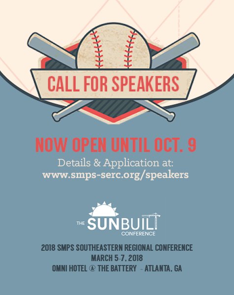 SMPS_SERC's tweet photo. We are extending our call for speakers to Mon., Oct. 9th. https://t.co/RtUPk0pHlV #SMPSSunbuilt https://t.co/YS1dxjd5c8
