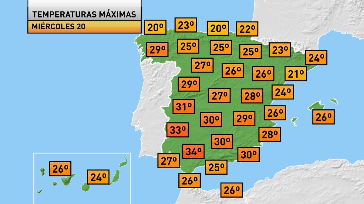 tiempobrasero's tweet photo. Mañana miércoles,
sol y más calor.

El verano continúa
#TuTiempo https://t.co/VUuP6ftAXf