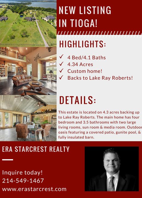 StarCrestFrisco's tweet photo. Gorgeous home on 4.3 acres! Backs to Lake Ray Roberts
#erastarcrest  #tioga #listingagent #countryliving  #lakerayroberts #agexemption #usda https://t.co/xAeOh19aIG