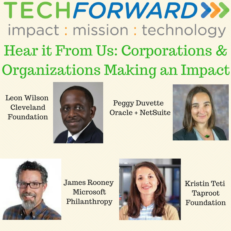 Tech_Impact's tweet photo. Best for last! Hear a different perspective in this discussion of funders, donors, services providers & philanthropists. #TechForward17 https://t.co/SwO0odtQ1S