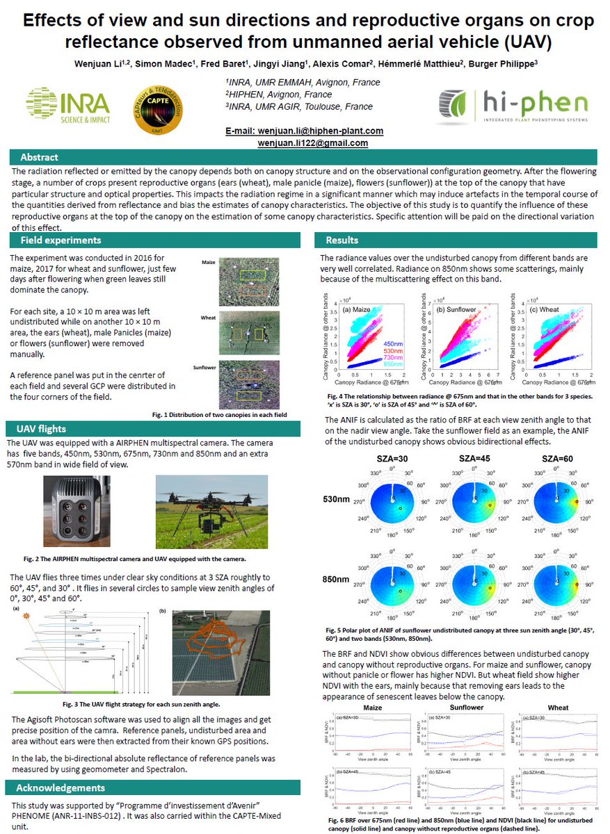 hiphen_plant's tweet photo. #UAV #Multispectral camera #Airphen used to evaluate canopy BRDF, a poster at #RAQRS by @hiphen_plant and @Inra_PACA https://t.co/IqsKXjIj1B