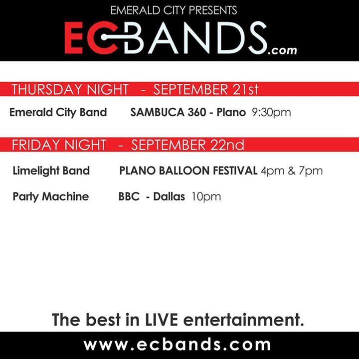 PMBandDallas's tweet photo. The #ecbands are IN CONCERT this week. Show some love! #partymachinedallas #limelightdfw #downtownfeverband #emera… https://t.co/qUQvH786ll https://t.co/Ie6GPYt9eg