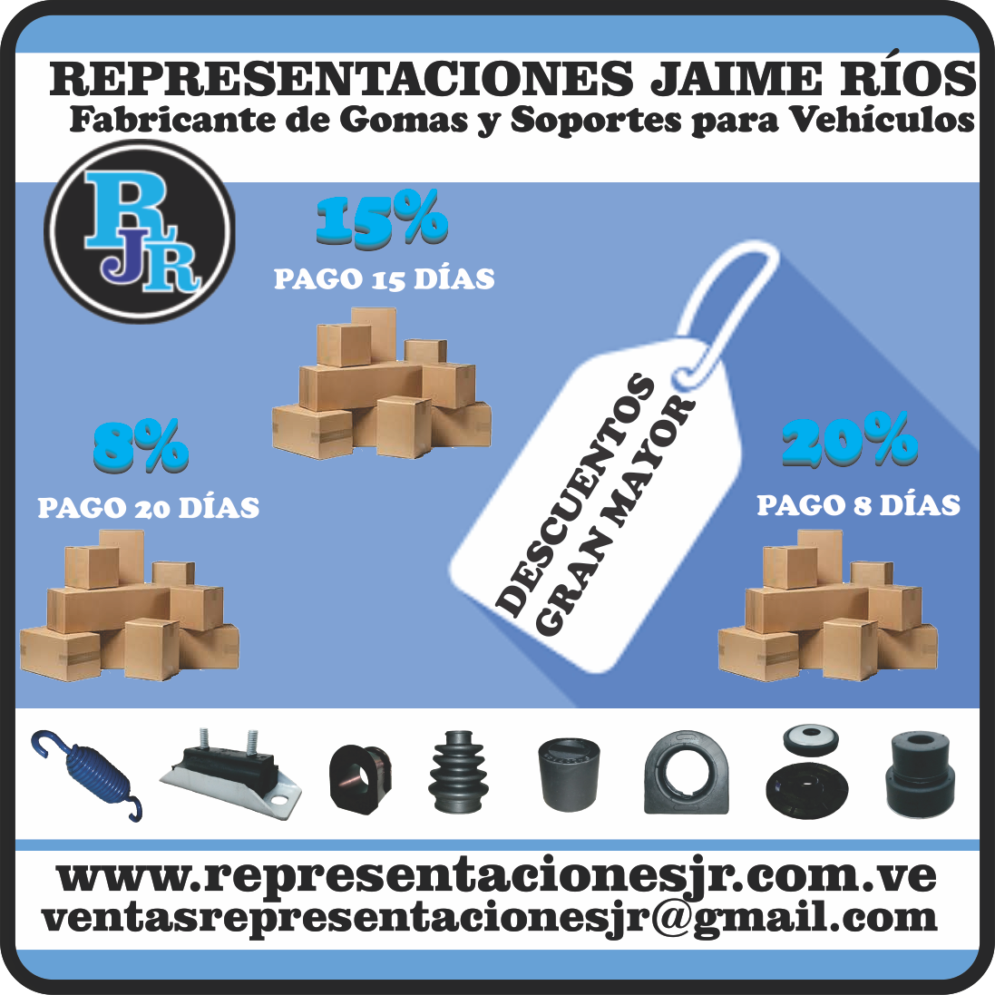 RJaimeRios's tweet photo. Si eres mayorista de repuestos para vehículo, #RJR te brinda descuentos por pronto pago. Queremos verte crecer https://t.co/7TmRgeXghp
