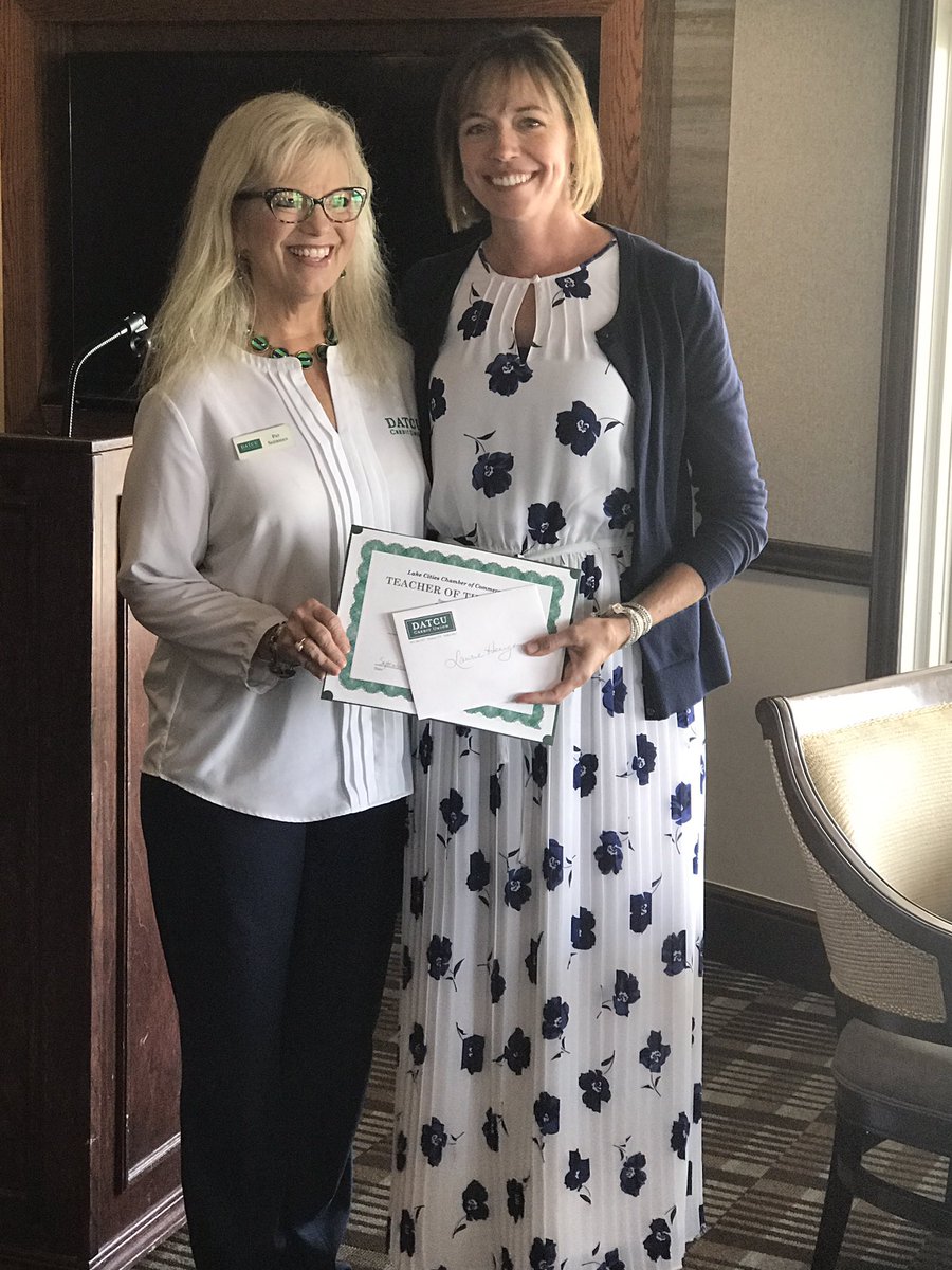 Thank you Lake Cities Chamber and DATCU for honoring and recognizing Laurie Henigan as teacher of the month!