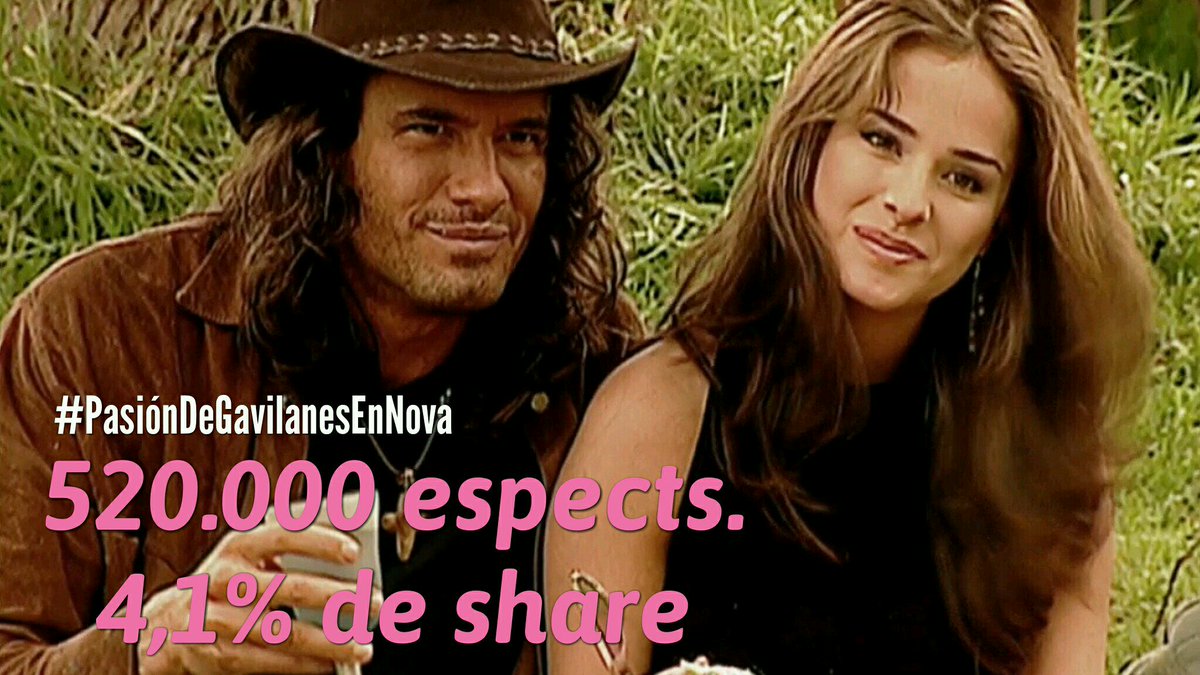 MasQTele's tweet photo. #PasiónDeGavilanes inicia la semana brillando en la sobremesa de @NovaTDT con 520.000 espects. (4,1% de share) @DannaGarcia @MarioCimarro https://t.co/JDyqVdditA