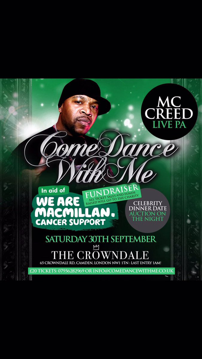 EARNER1's tweet photo. Catch @mccreedmusic alongside an all star ⭐️ line up on Sat 30th Sept @ the Crowndale in Camden for this massive event in aid of #Macmillan https://t.co/N7iT4Pqt5c