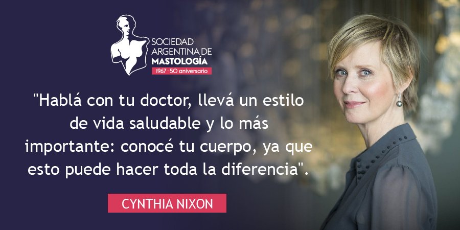 #EnPrimeraPersona El #CáncerDeMama en palabras de las sobrevivientes➡️Cynthia Nixon recomienda #HabitosSaludables y consultar al #mastólogo