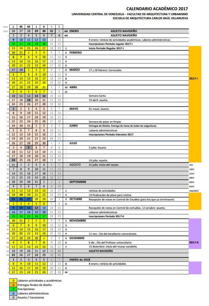 MOVIDArq's tweet photo. Calendario 2017 y 2018 de la #fau aprobado el dia de hoy en el consejo de facultad. https://t.co/ByYrzmTqOz