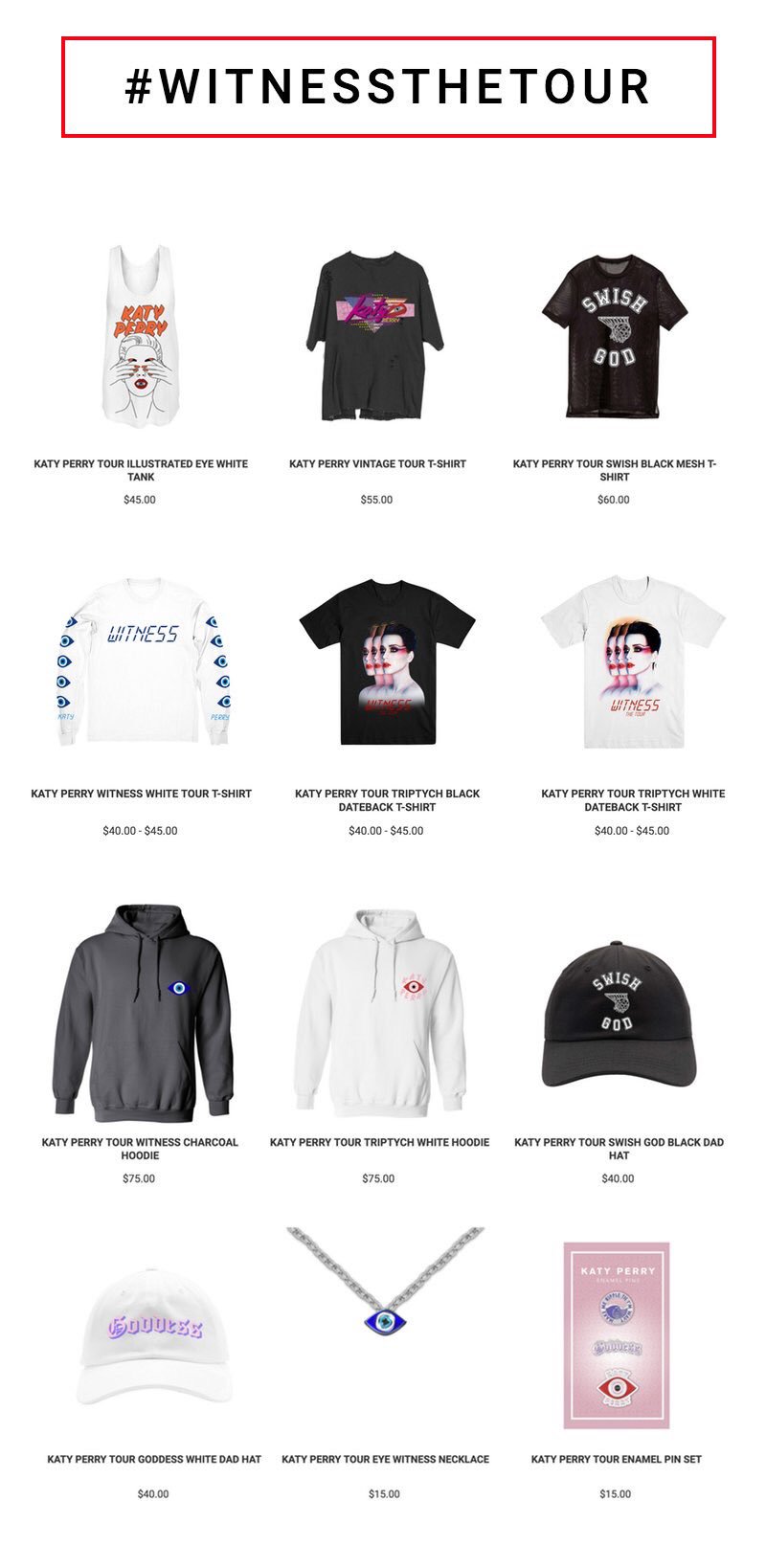 Katy Perry 半袖Tシャツ　witness tour Katy Perry Shirt Witness The Tour Shirt Disco Men's Tee