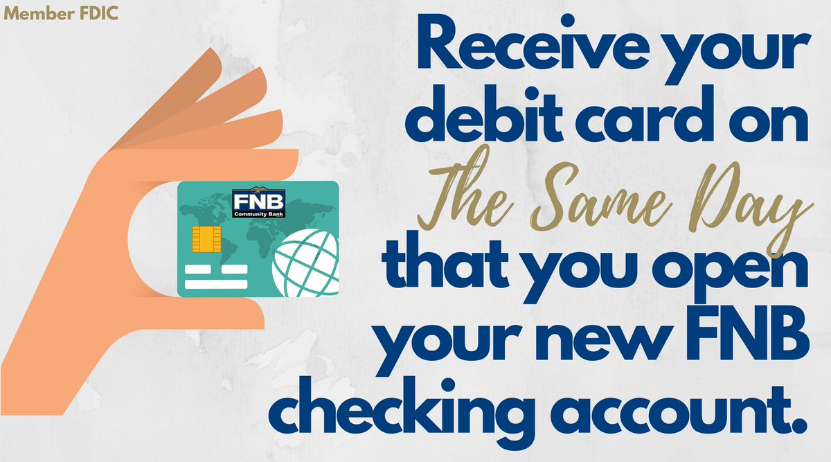 FNBMWC's tweet photo. DYK you receive your debit card on the SAME DAY you open a new checking account? Plus, you get to choose from 27 designs! #instantissue https://t.co/bcMDCqs64r